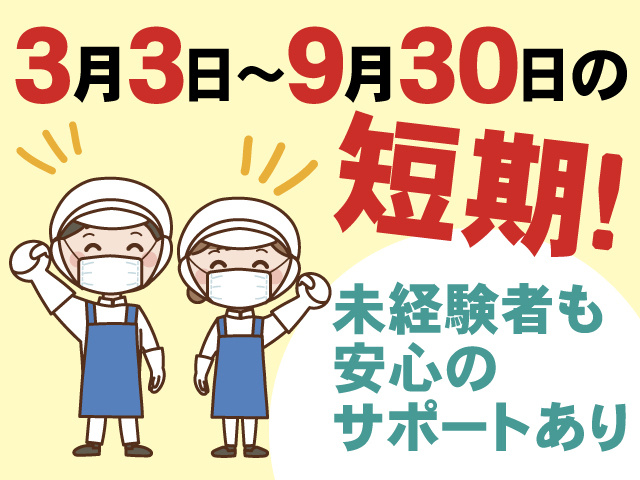 3月3日～9月30日の短期！未経験者も安心のサポートあり