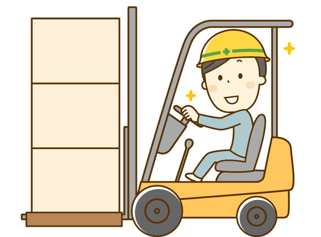 フォークリフトに乗る男性