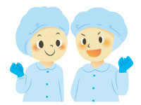 食品工場の女性2人のイラスト
