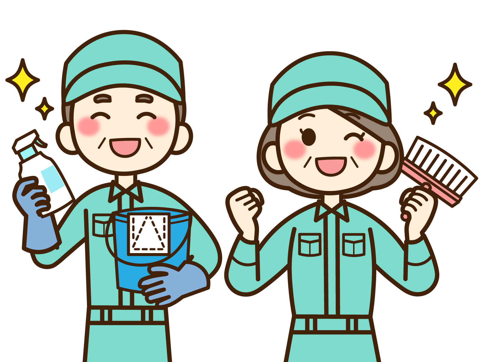 清掃スタッフ　男女　イラスト
