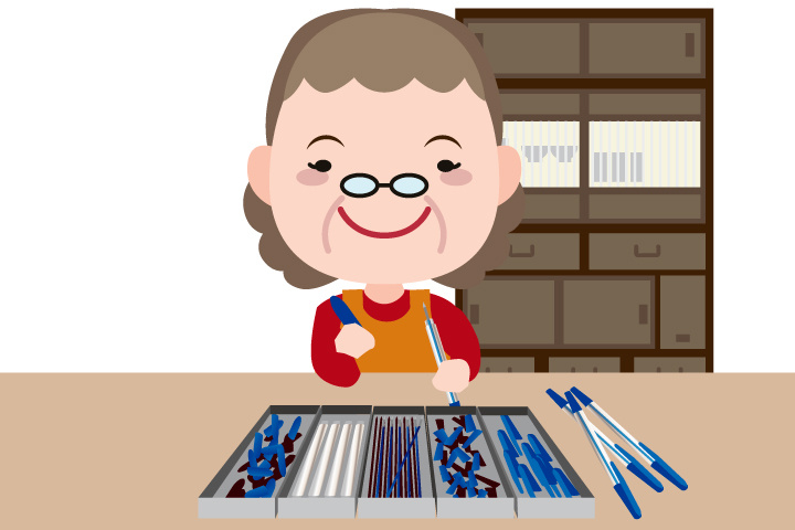 ボールペンを組み立てているイラスト