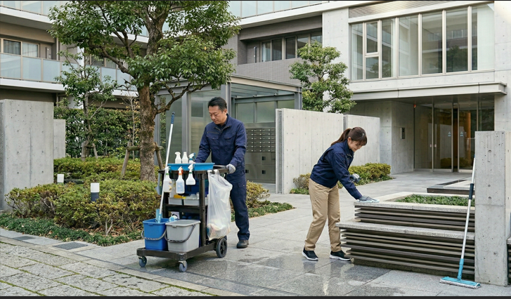 マンション清掃男女