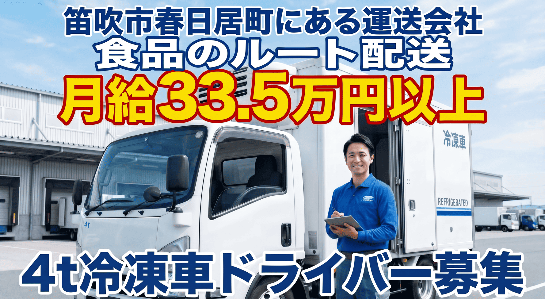 4t冷凍車　月給33.5万円以上