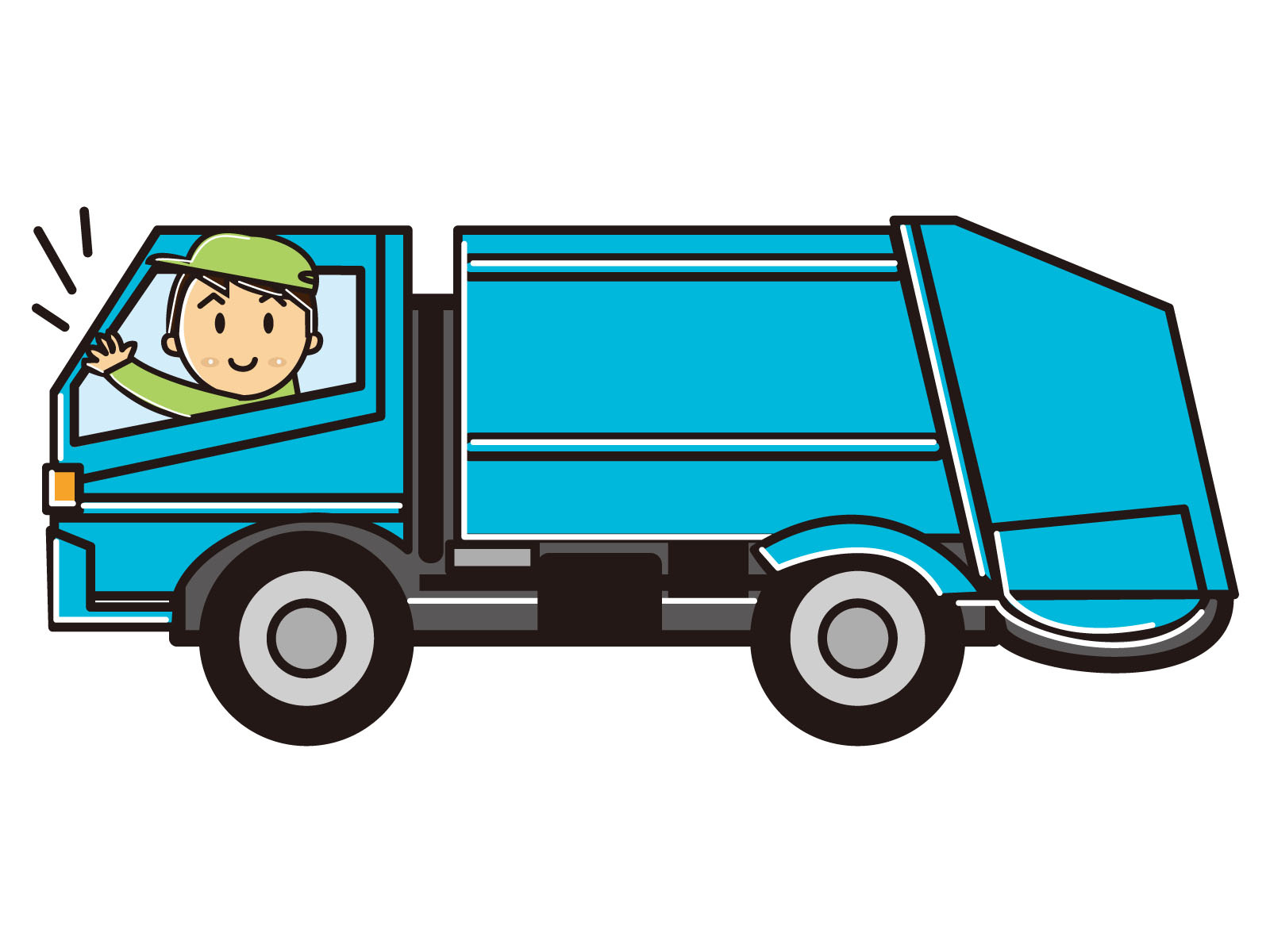 ごみ収集車（パッカー車）のイラスト
