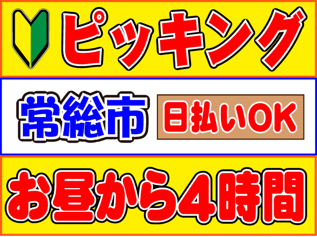日払いOK常総市ピッキングお昼から４時間