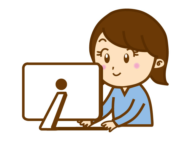 パソコン操作をする女性のイラスト