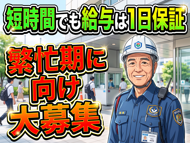 短時間でも給与は1日保証　繁忙期に向け大募集