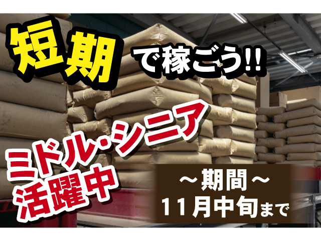 短期 ミドル･シニア活躍中 期間：11月中旬まで