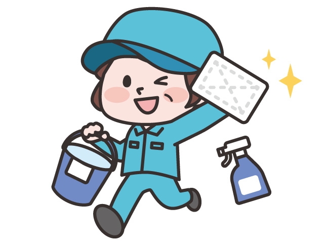 清掃する年配女性のイラスト