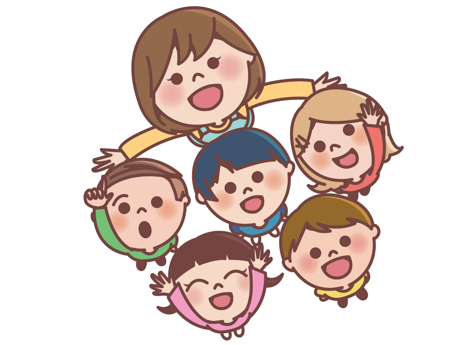 児童クラブの先生と児童のイラスト