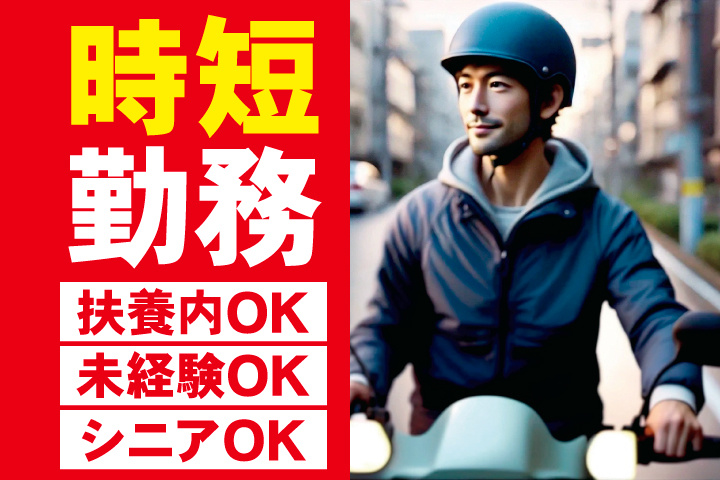 新聞配達スタッフ、時短勤務、扶養内OK、未経験OK、シニアOK