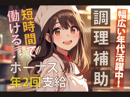 調理補助／ボーナス年2回有／短時間勤務／残業なし
