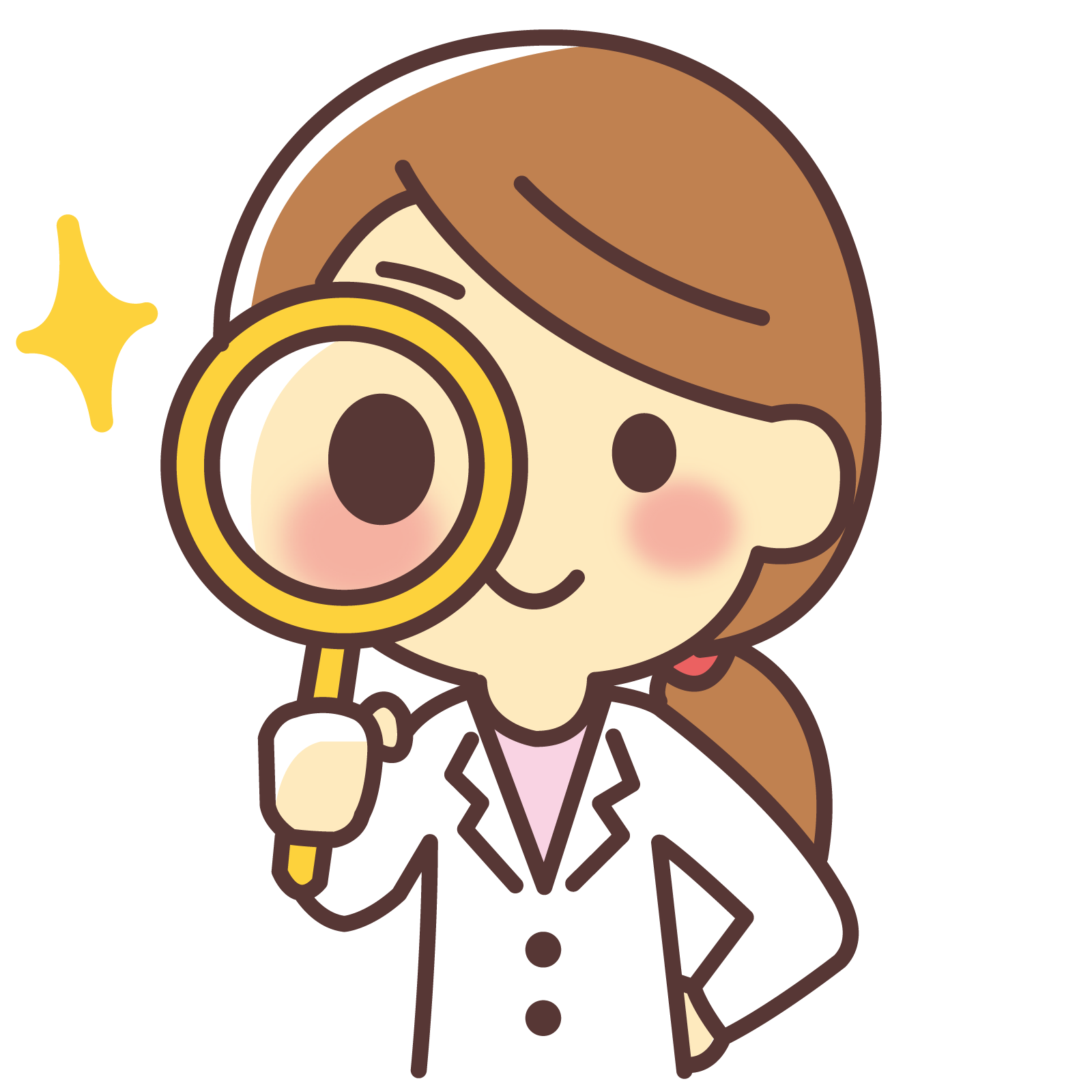 虫眼鏡を持つ女性