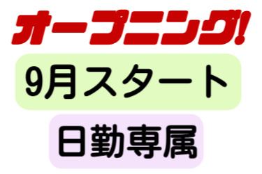 オープニング、9月スタート、日勤専属