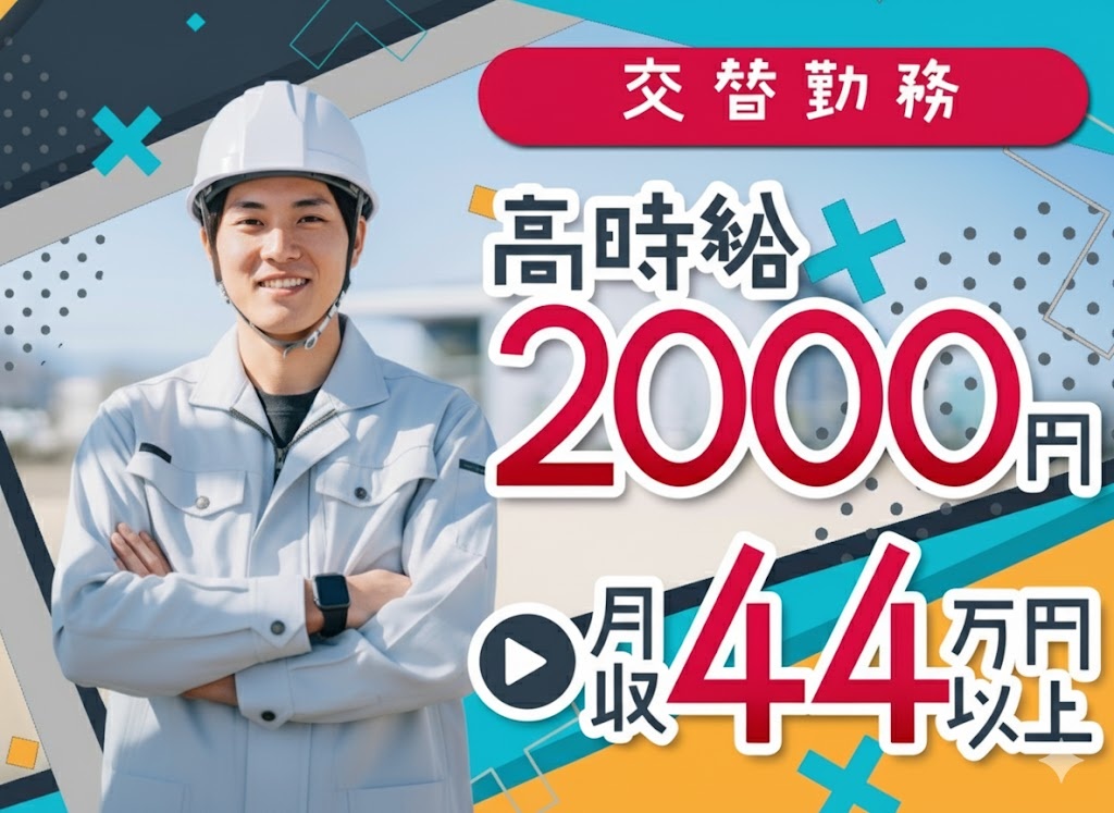 物流倉庫　時給2000円　交替勤務