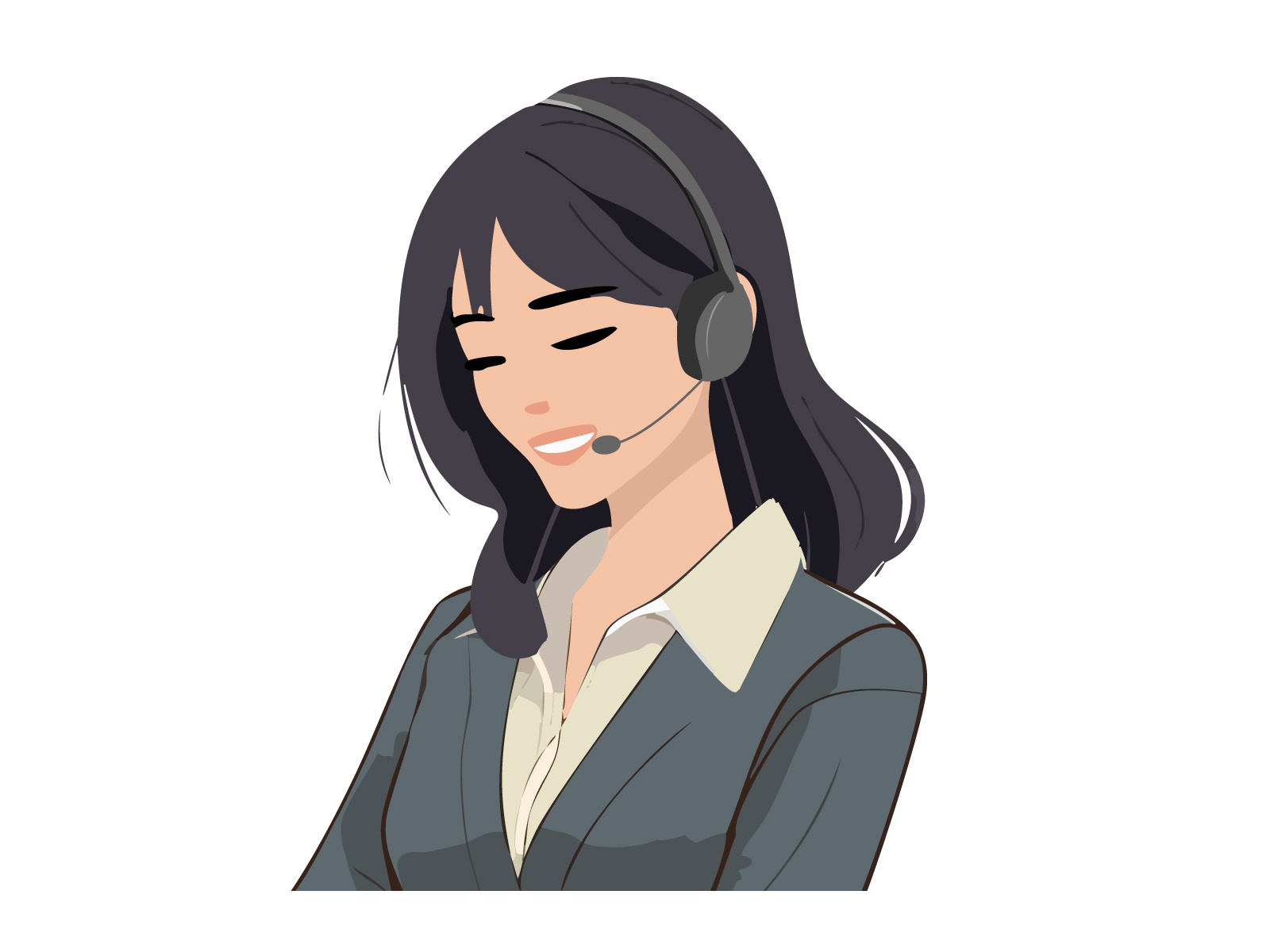 コールセンターのお仕事をしている素敵な女性