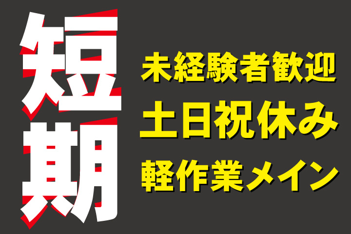 短期／未経験者歓迎／土日祝休み／軽作業メイン
