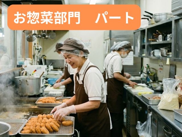 お惣菜を作る女性、揚げ物