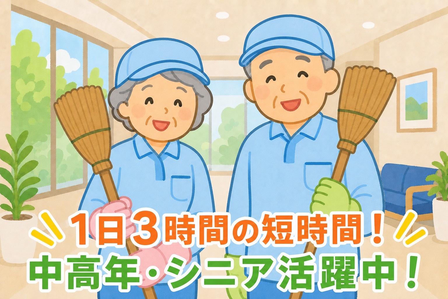 1日3時間の短時間！　中高年・シニア活躍中！