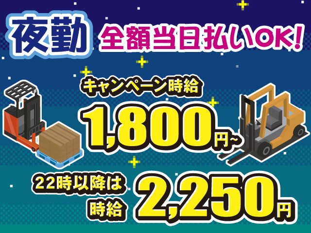 フォーク作業・夜勤固定・日払い可