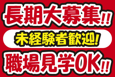 長期大募集！！ 未経験者歓迎！ 職場見学OK！！ 