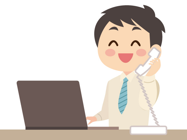 電話対応中の男性スタッフのイラスト